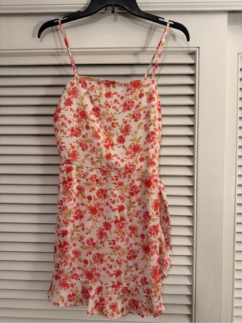 Altar'd State Coral Floral Spaghetti-Strap Mini Dress
